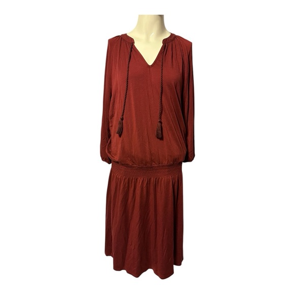 Garnet Hill Women's Poet Knit Dress Maroon Size Medium - Picture 2 of 6